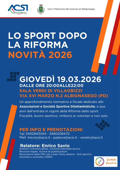 LO SPORT DOPO LA RIFORMA  NOVITA' 2026